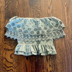 Army Green Strapless Crop Top